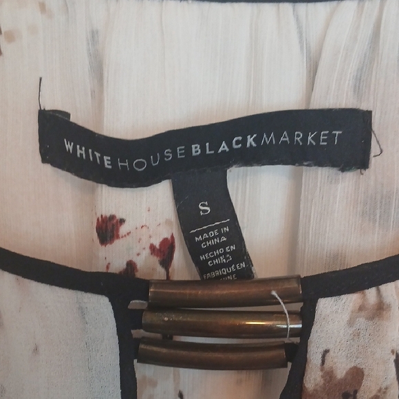 White House Black Market Floral Blouse - Open Shoulder Design - Picture 2 of 6